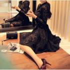 Lace Long Sleeve A-line Dress