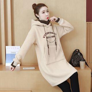 Letter Embroidered Hooded Long-sleeve Dress