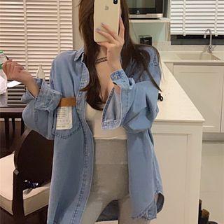 Loose-fit Denim Shirt As Shown In Figure - One Size