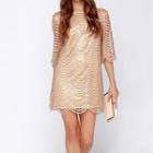 Elbow-sleeve Sequined Mini A-line Dress