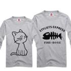 Couple Matching Long-sleeve Cat Printed T-shirt