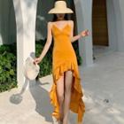 Spaghetti Strap Ruffled High-low Dress