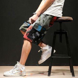 Paneled Camo Wide-leg Shorts