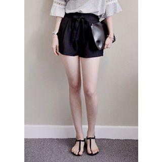 Tie-front Band-waist Shorts