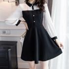 Chiffon-sleeve A-line Shirtdress