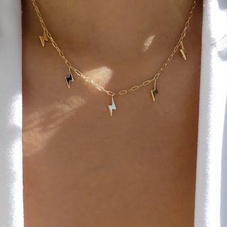 Alloy Lightning Necklace Gold - One Size