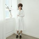Collared Plain Midi Dress & Sash