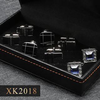 4 Pair Set: Alloy Cufflinks (various Designs) Xk2018 - 4 Pair - Silver - One Size
