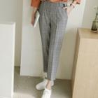 Button-tab Plaid Tapered Pants