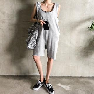 Sleeveless Cotton Playsuit Gray - One Size
