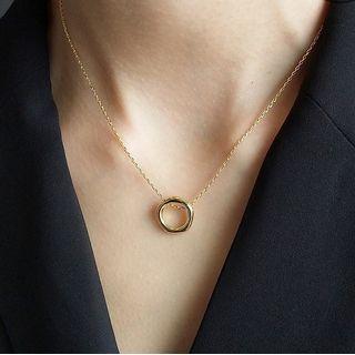 925 Sterling Silver Necklace Xl0417 - Gold - One Size