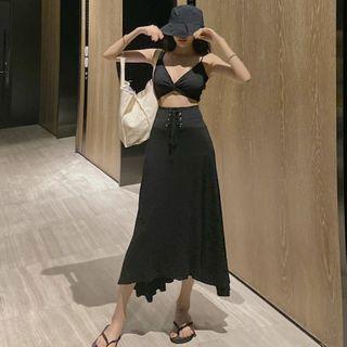 Set: Twisted Cropped Camisole Top + Maxi A-line Skirt