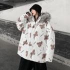 Butterfly Print Hooded Parka
