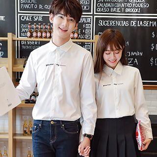 Couple Matching Letter Embroidered Shirt