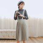 Pleated Jumper Skirt Gray - One Size