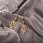 Rhinestone Leaf Drop Earring Era097-13 - 1 Pair - Gold - One Size