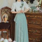 Elbow-sleeve Blouse / Midi Skirt / Set