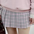 Inner Shorts Plaid Pleat Miniskirt