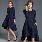 Patterned 3/4 Sleeve Long Sleeve Dress