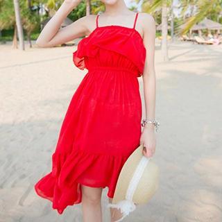 Spaghetti-strap Ruffled Dress