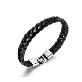 Fashionable Elegant Black Leather Bracelet  - One Size