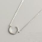 Sterling Silver Rhinestone Moon Necklace Silver - 925 Silver