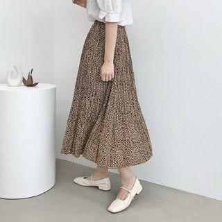 Patterned Long Accordion-pleat Skirt