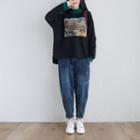 Mock-neck Print Sweatshirt Black - One Size
