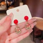 Tiger Rhinestone Alloy Dangle Earring E4677 - 1 Pair - Gold - One Size