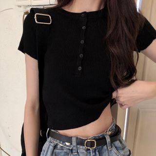 Short-sleeve Plain / Striped Top