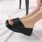 Wedge-heel Crinkled Sandals