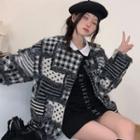 Pattern Loose-fit Coat Black - One Size