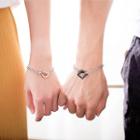 Couple Matching Square & Heart Chain Bracelet