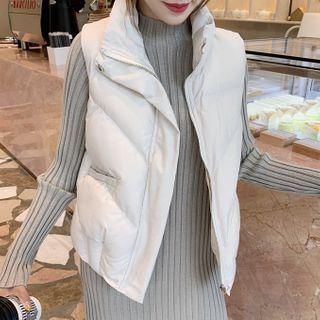 Padded Zip Vest / Ribbed Midi Sweater Dress