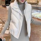 Padded Zip Vest / Ribbed Midi Sweater Dress