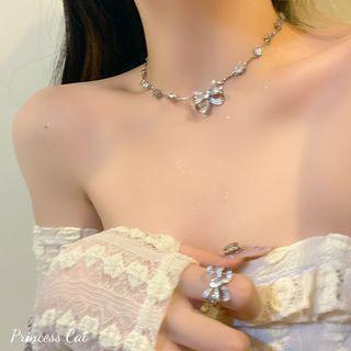 Bow Rhinestone Alloy Choker / Earring / Bracelet / Open Ring