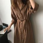 Belted Long Sleeve Shirt Dress