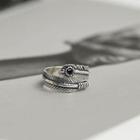 Feather Sterling Silver Open Ring 1pc - Silver - One Size