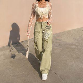 Low Rise Print Baggy Jeans