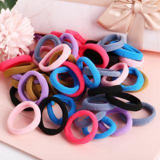Plain Hair Tie Set A01-13-14 - Brown & Purple & Black & Blue - One Size