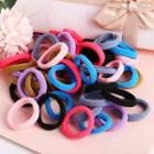 Plain Hair Tie Set A01-13-14 - Brown & Purple & Black & Blue - One Size