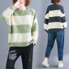 Color Block Panel Round-neck Sweater