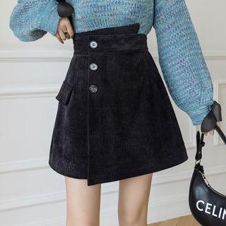 Asymmetrical Corduroy A-line Skirt