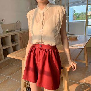 Sleeveless Shirt / Wide Leg Shorts / Set