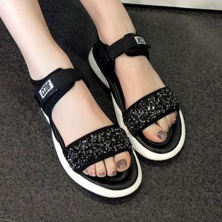 Sequin Slide Hook & Loop Sandals