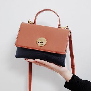 Two-tone Shoulder Bag Brown & Blue - One Size