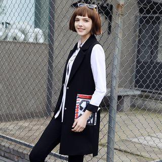 Printed Pocket Long Vest