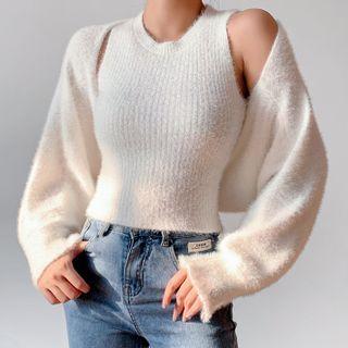 Set : Plain Knit Cover-up + Tank Top