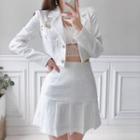 Set: Plain Cropped Blazer + Mini Skirt