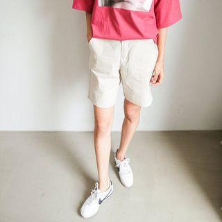 Linen-blend Band-waist Shorts